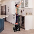 thumbnail image 3 of 2-Step Stool Foldable, Plastic Steps Stool Folding Step Ladder Two Step Stools Collapsible Step Stools for Adults for Kitchen Home Bathroom RV-Black, 3 of 6