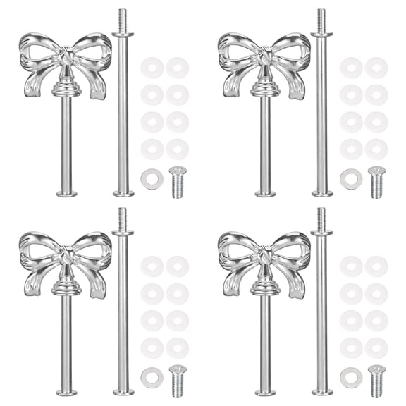 Uxcell 4 Set 2-Tier Cupcake Stand Hardware Fittings for Cake Stand Bow-Knot Silver