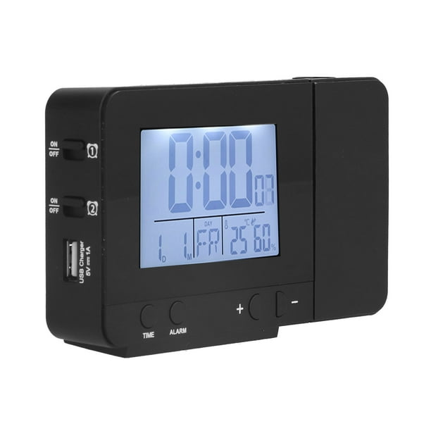 Reloj Despertador de Proyección Proyector de Reloj Digital LED con Pantalla de Temperatura Y Humedad Interior Reloj de Proyección con Rotación de 180 para Dormitorios ANGGREK Otros