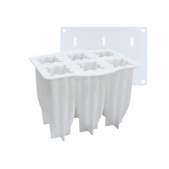 Fiaya Women Popsicle Molds, 1pc 6 Cavities Homemade Ice Cream Silicone Mold, Reusable Easy Release Ice Pop Maker for Party Yogurt Juice Smoothies Sticks (White)