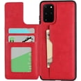 thumbnail image 4 of Galaxy S20 Plus Luxury PU Leather Case,Credit Card Holder,Cash Slots,Stand Function Soft TPU Back Wallet Case Flip Wrist Strap Multi-Function Durable Case for Samsung Galaxy S20 Plus 6.7",Red, 4 of 7