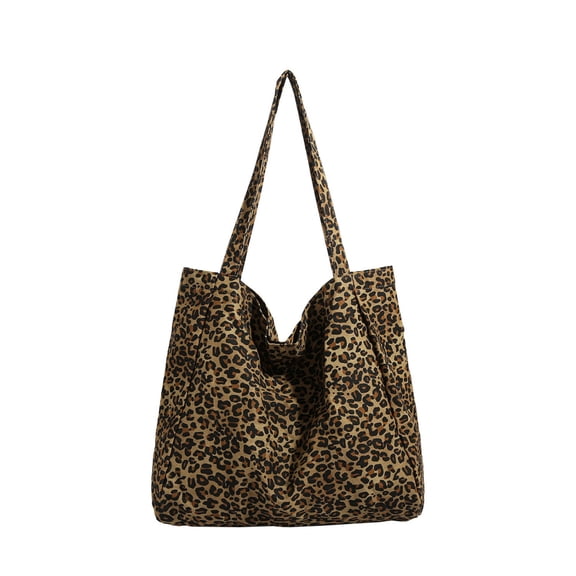 Women's Canvas Leopard Tote Handbag Large-capacity shopping bag
