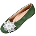 thumbnail image 2 of Miluxas Flats for Women Dressy Flowers Decorative Closed Toe Flats Comfortable Light Faux Suede Slip On Ballet Flats Green 9(42), 2 of 8