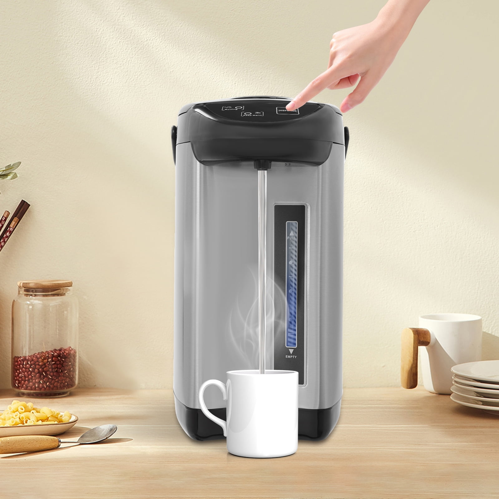Peakora Water Boiler & Warmer 750w 304 Stainless Steel Removable Water Tank Large Capacity Tabletop Electric Kettle for Home & Commercial Places 24h Heat Preservation Black