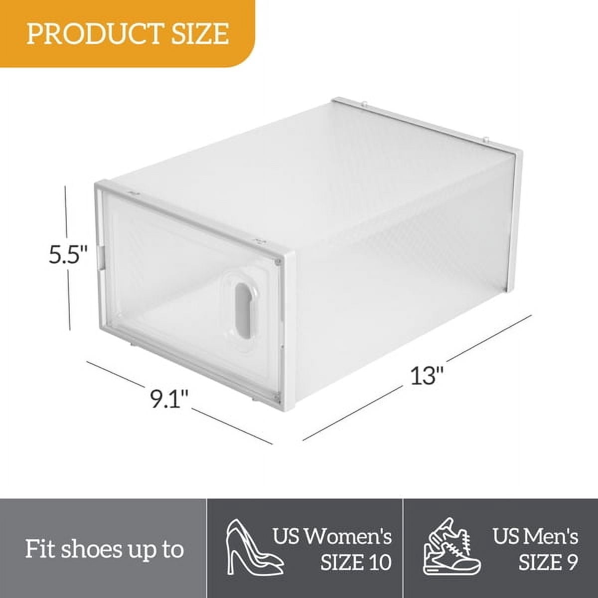 Shoe Storage Boxes 18 Pack Clear Plastic Stackable - White