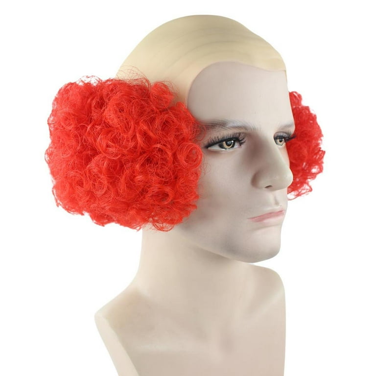 HPO Adult Men s Bald Curly Red Clown Wig Costume Red Wig with Bald Cap