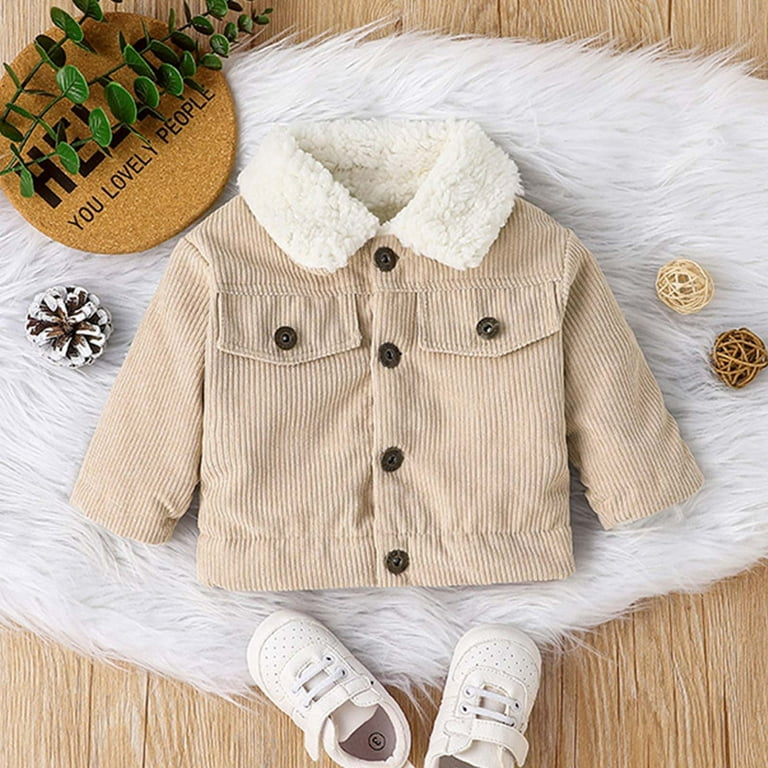 ZCFZJW Baby Boys Girls Corduroy Trucker Jacket Kids Toddler Sherpa