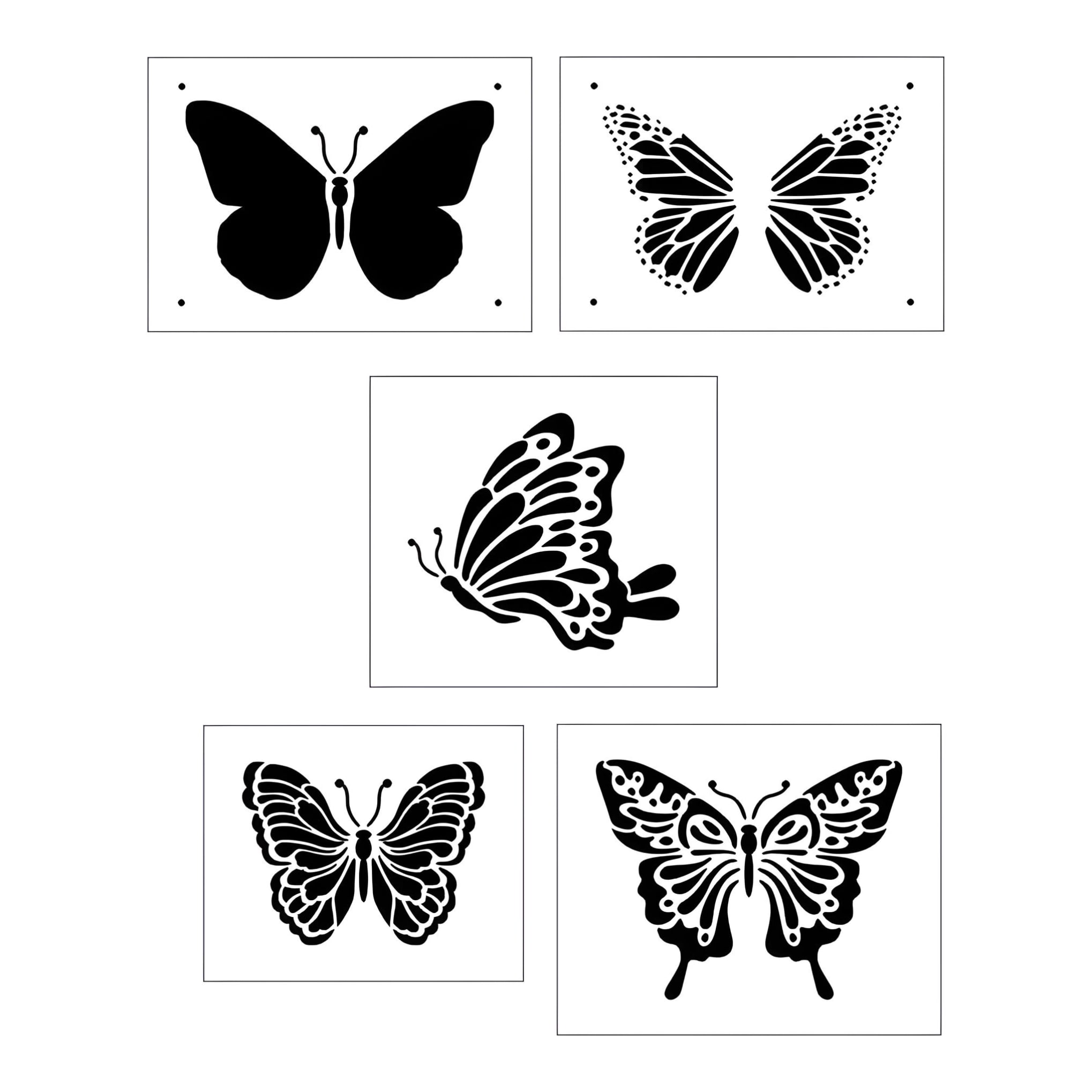 Butterfly Stencil SET of 4 Reusable Mylar Original Butterfly Stencil Templates for Painting Wall Floor Crafts Art DIY - The Artful Stencil