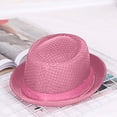 thumbnail image 4 of Summer Breathable Mesh Pork Pie Hat, Lightweight Straw Fedora Bowler Sun Hat for Men Women, Packable Crushable Beach Travel Hat,Pink, 4 of 4