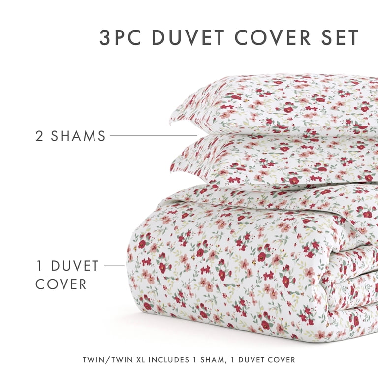 Noble Linens Pink Blossoms Print Duvet Set, Full/Queen photo 5
