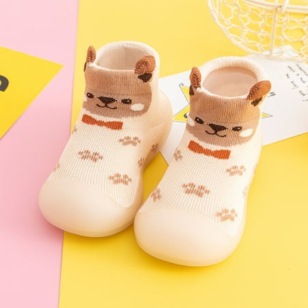 

LEEy-world Toddler Shoes Warm Girls Toddler Stocking Sole Knit Baby Slipper Boys Solid Socks Soft Shoes Rubber Kids Baby Shoes Girl Shoes D