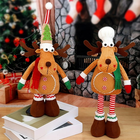 OEFNTAC Decorations Christmas Telescopic Doll Christmas Elks Doll Home Decoration Doll Christmas Ornaments Window Decoration Christmas
