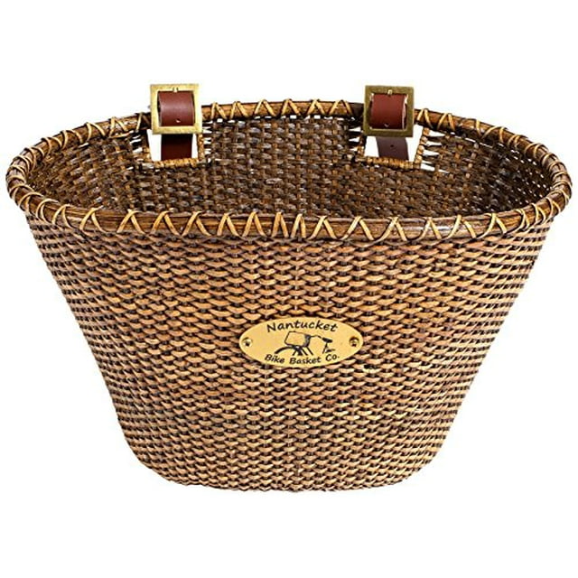 Nantucket Bicycle Basket Co. Lightship Collection Adult Bicycle Basket, Oval, Stained