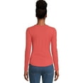 thumbnail image 3 of No Boundaries Women's Juniors Ribbed Crewneck Tee with Long Sleeves, Sizes XS-XXXL, 3 of 5