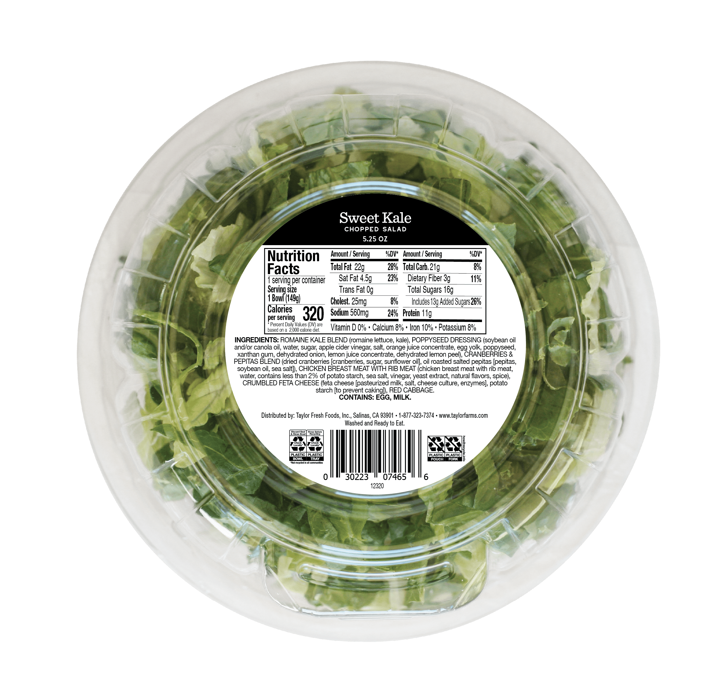Taylor Farms Sweet Kale Chopped Salad Bowl, 5.25 oz (Fresh)