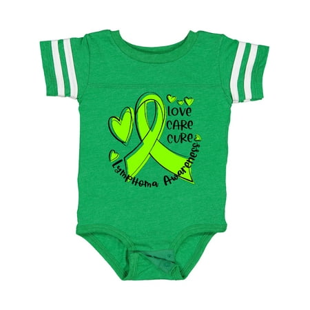 

Inktastic Love Care Cure Lymphoma Awareness Lime Green Ribbon Hearts Gift Baby Boy or Baby Girl Bodysuit