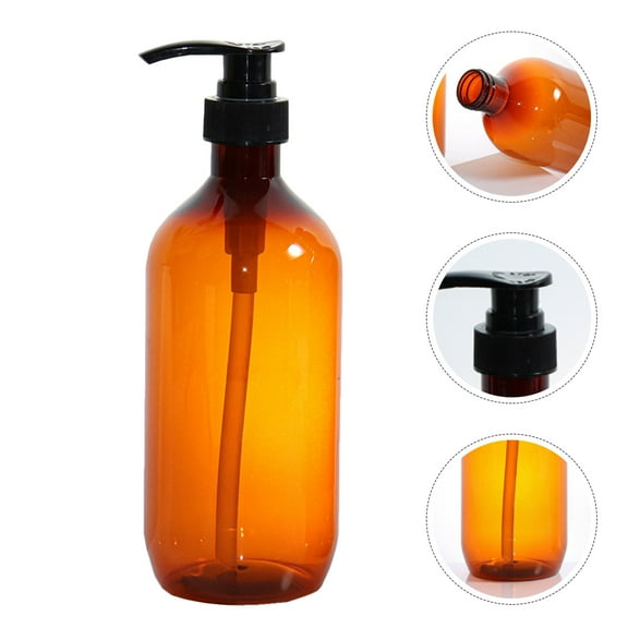 MLINS Brown Plastic Soap Dispenser with Pump for Shampoo and Hand Soap Storage in Bathroom Kitchen