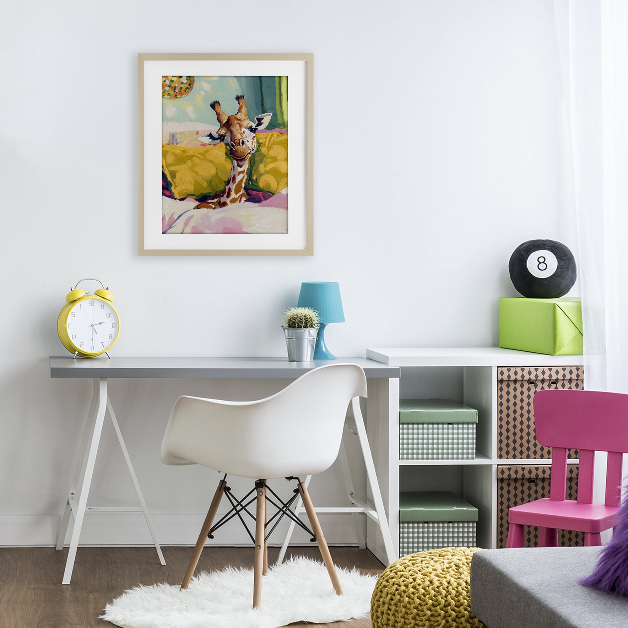 Stupell Industries Cozy Giraffe in Bed Birch Framed Print Under Glass, design by The Prints Vibe