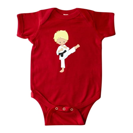 

Inktastic Cute Boy Blond Hair Karate Pose Black Belt Gift Baby Boy Bodysuit