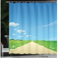 thumbnail image 4 of Ambesonne Nature Shower Curtain, Sunny Sky Clouds Daisy, 69"Wx84"L, Sky Blue Green Cream, 4 of 5