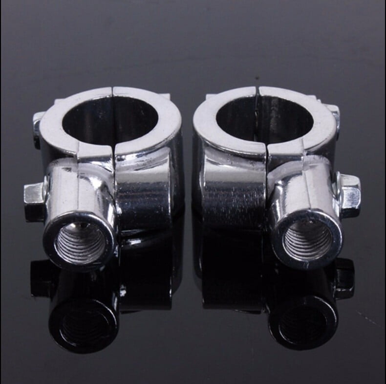 HTT Group Chrome 1 25mm Motorcycle HandleBar 10mm Mirror Thread Mount Holder Clamp Adaptor