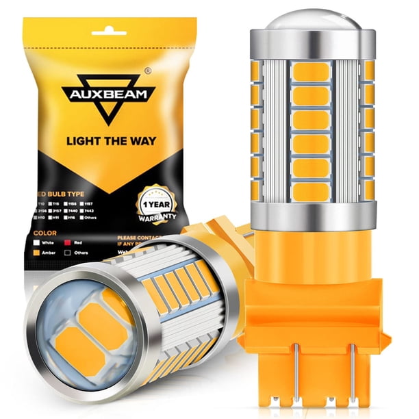 Bombillas LED Auxbeam 3157 de color amarillo ámbar para luz de señal de giro