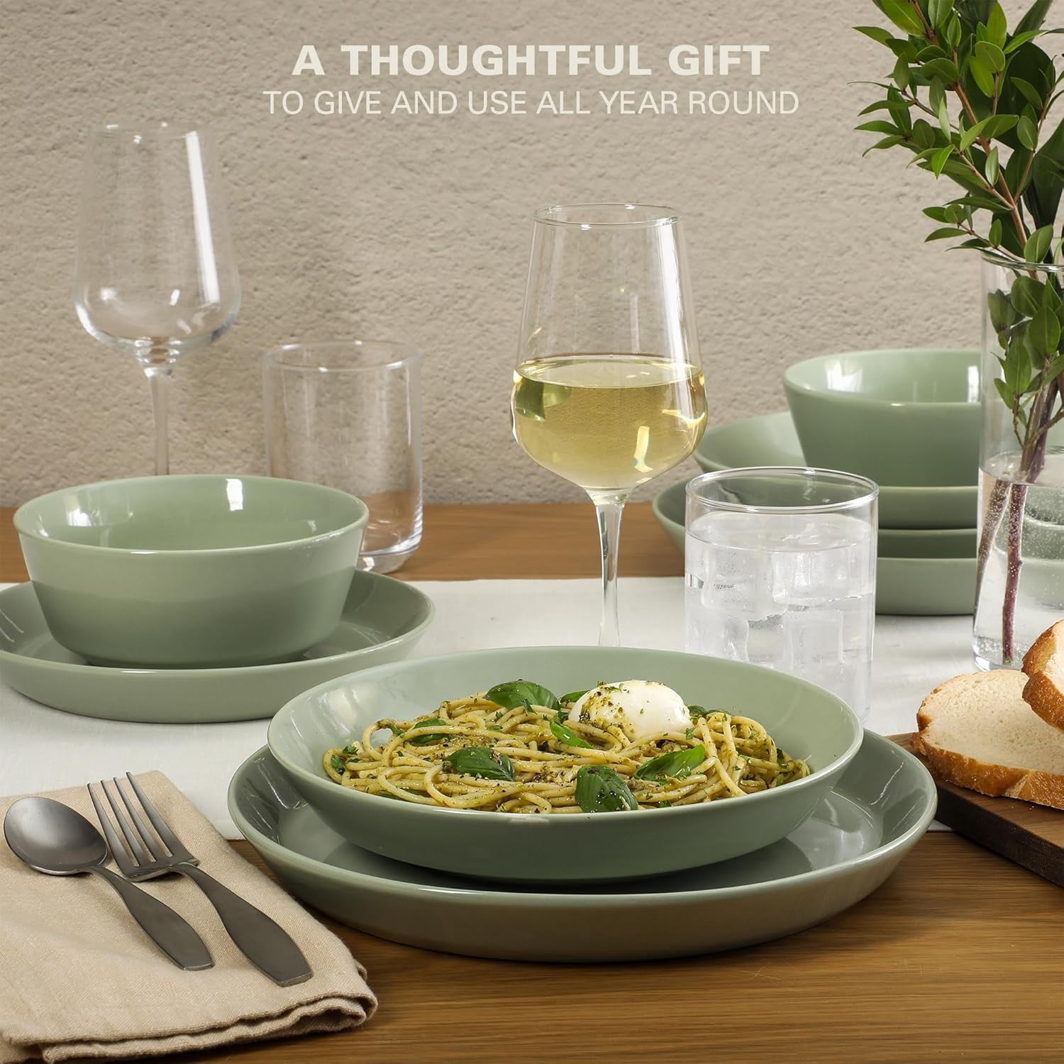 Gibson Home Oslo Dinnerware Set for 4, 16-Piece White Porcelain Plates and Bowls — Ceramic Dish Set | Microwave & Dishwasher Safe