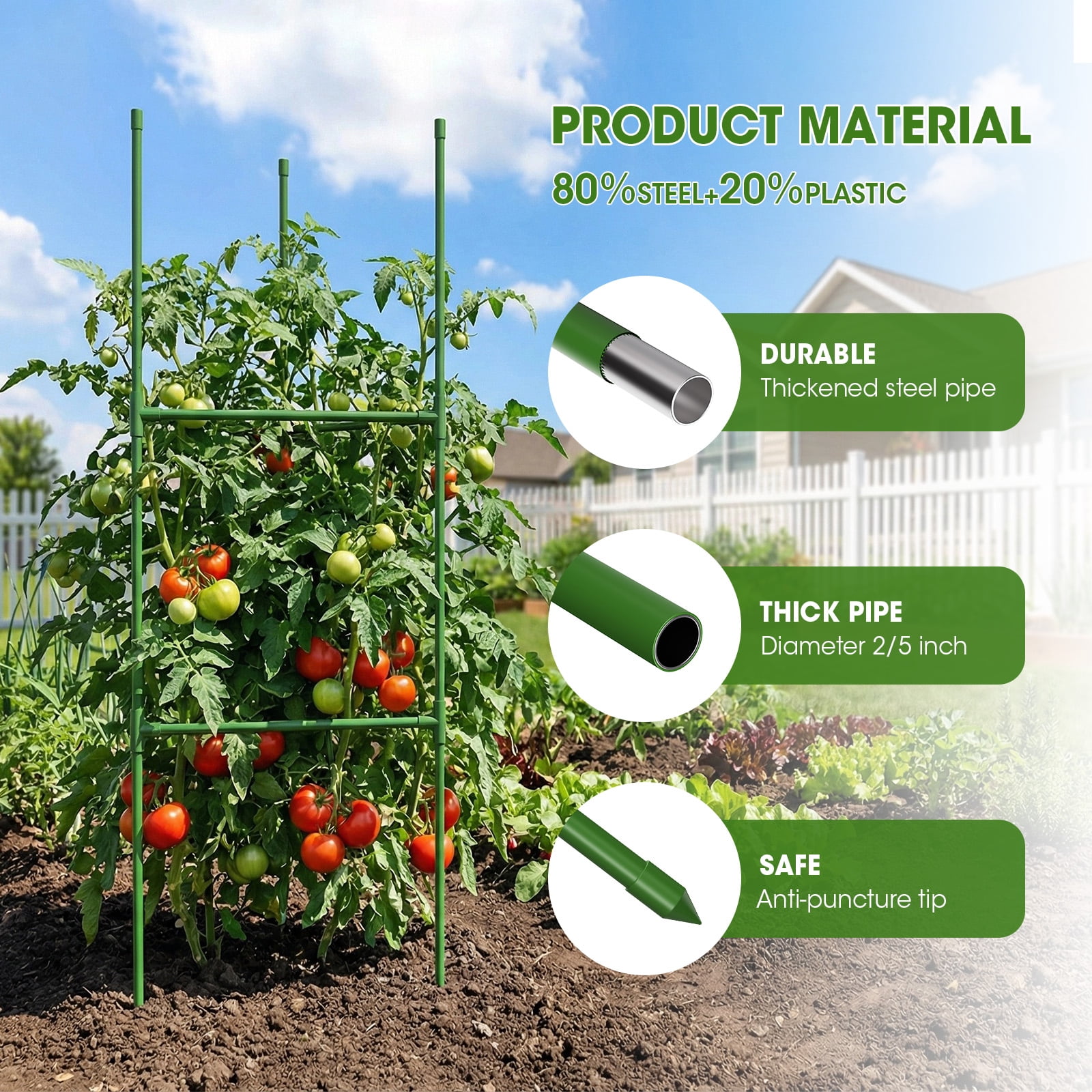 3 Pack Tomato Cage for Garden, Up to 48 Inch Tomato Trellis for Raised Garden Bed, Plant Stakes for Pots, Durable Tomato Plant Support Garden Stakes for Climbing Plants