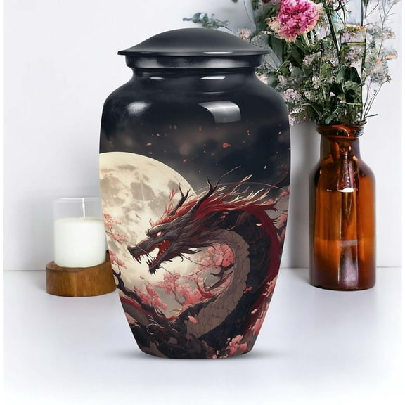 Dragon In Moonlight - Memorial Urn for Human Ashes, Decorative Keepsake Urn, Personalized Funeral Urn, Funeral Gifts for Male and Female