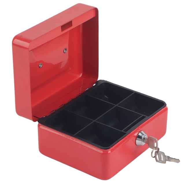 1 caja de seguridad portátil pequeña para guardar dinero en efectivo, monedas y billetes (roja)
