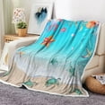 thumbnail image 4 of Coastal Ocean Beach Throw Blanket, Summer Blue Seashell Starfish Throw Blanket, Super Warm Cozy Microfiber Flannel Blanket for Couch Chair Sofa Bed Home Outdoor Beach Travel, 4 of 5