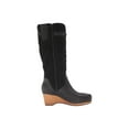 thumbnail image 5 of Kelsi Dagger Jagger Black Knee High Wedge Round Toe Zipper Clog Wood Heel Boot (BLACK, 8), 5 of 6