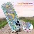 thumbnail image 3 of Case for iPhone 14 Pro, Colorful Retro Oil Painting Flower Leaves Moon Cloud Pattern Laser Cute Curly Wave Edge Exquisite Phone Cover Stylish Durable TPU Protective Case for Women - Purple#3, 3 of 18