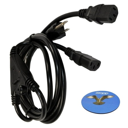 Voodoo Labs Pedal Power - HQRP AC Power Cord Y Splitter Cable for Voodoo Labs Pedal Power, Mains Cable plus HQRP Coaster