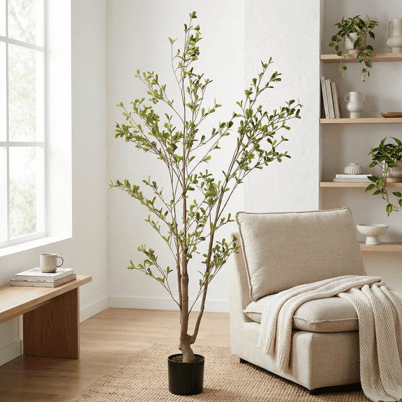 5 Foot Black Olive Tree Artificial Trees in  Pot