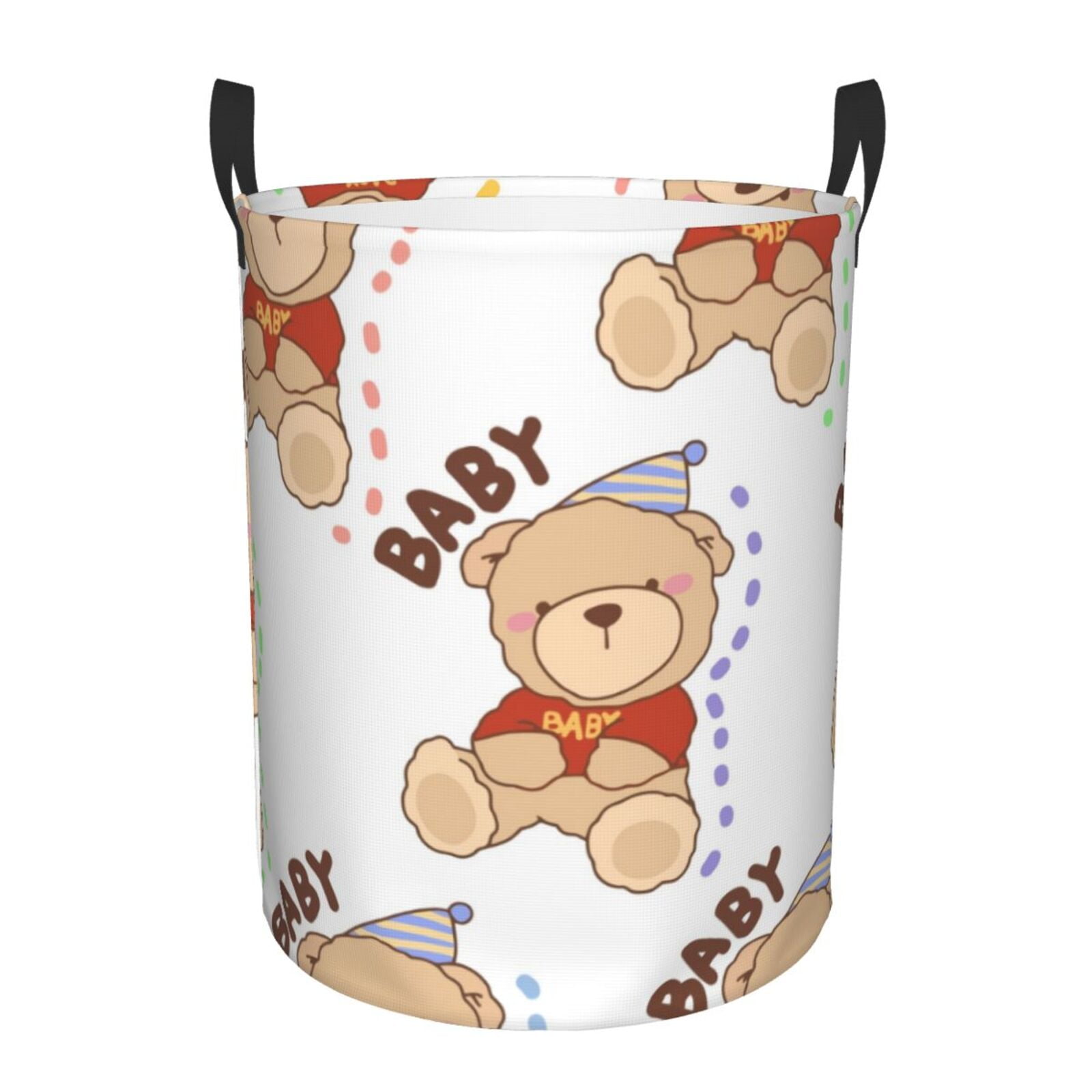 LNWH Laundry Basket, Teddy Bear Design Pattern Foldable Laundry Hamper