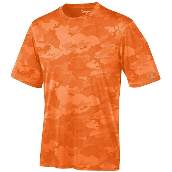 Champion Men's Essential Double Dry Tee_Safety Orange Camo_XL