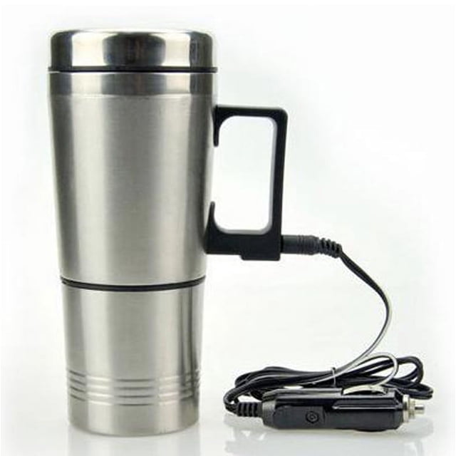 Taza de calefacción eléctrica para coche, revestimiento de acero inoxidable, taza de agua para calentar el calentador de agua para coche, taza térmica de 12 V/24 V, taza de agua para calentar