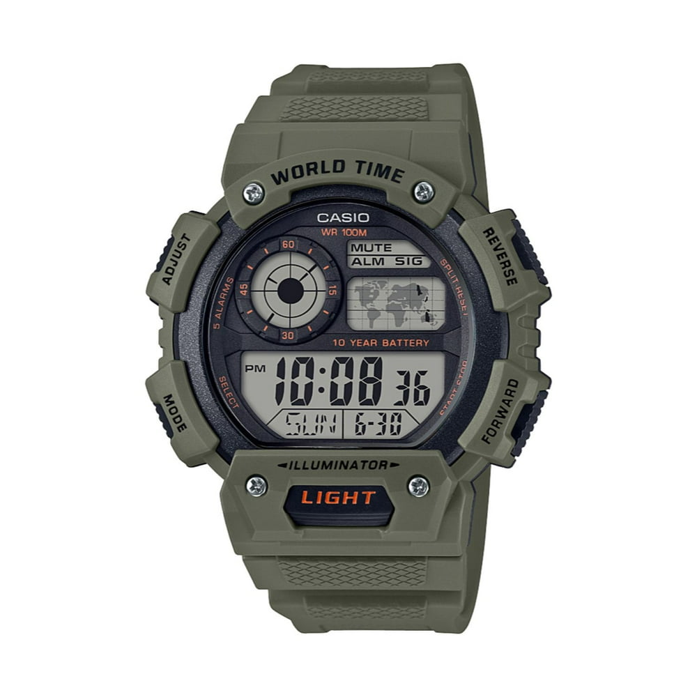 casio green digital watch