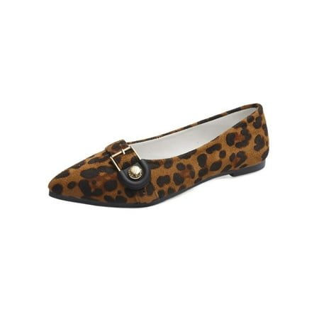 

Ymiytan Women Flat Shoe Slip On Casual Shoes Pointy Toe Flats Work Loafers Non-slip Leopard Loafer Brown 5