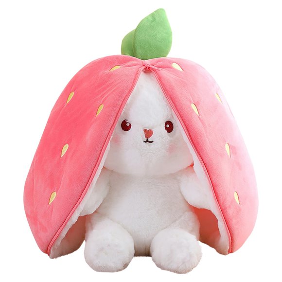 matoen Clearance Toys Easter Stuffed Cute Bunny Turn Into Rabbit Fruit Doll Carrot Strawberry Cute Bunny Doll Plush Toy