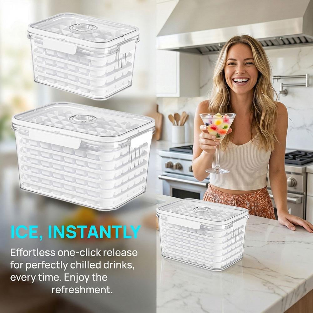5 or 7 Layer Ice Cube Maker with Storage Bin, Easy-Twist Release for Perfect Cubes, Ideal for Refrigerator Freezers and Entertaining