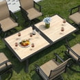 thumbnail image 4 of Wooflex Rectangular Outdoor Dining Table with Black Iron Frame & Brown Wood Plastic Top, Detachable for Outdoor Backyard & Garden, 4 of 7