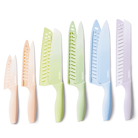 Carote 12 Pcs Kitchen Knife Set, Stainless Steel Knife Sets with Nonstick Creamic Coating, Dishwasher Safe