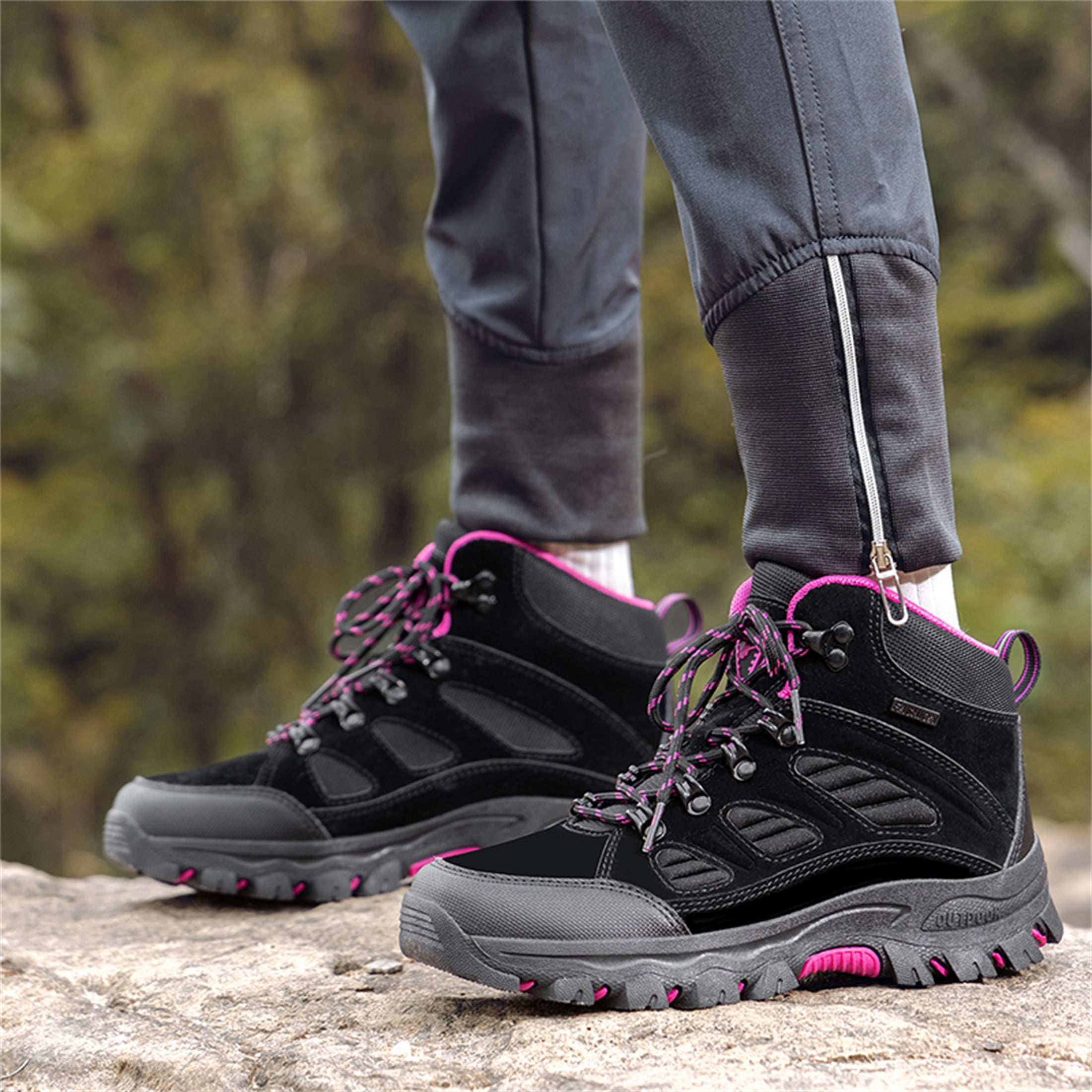 YOURDIARY Womens Mens Waterproof Anti-Slip Hiking Boots Outdoor Trekking Camping Trail Hiking Shoes