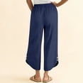 thumbnail image 6 of Lumtrix Capris Pants For Women Spring Summer Dressy Casual Loose Drawstring Elastic High Waist Lounge Cropped Trousers Navy S, 6 of 6
