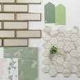 thumbnail image 3 of The Tile Life Athena 2" x 6" White/ Gold Glossy Glass Brick Mosaic Tile Sample, 1 Piece, 3 of 10