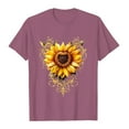 thumbnail image 6 of Fjofpr Women's Shirts on Womens Tops Blouses Summer Tunic Tops Flower Print Shirts Short Sleeve Solid Color Loose Round Neck Tees Shirts, 6 of 6