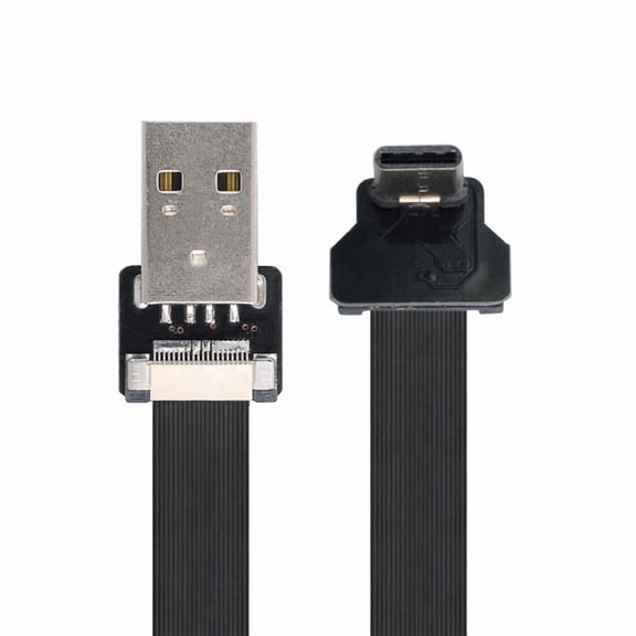 Chenyang CY Up Down Angled USB 2.0 Type-A Male to USB-C Type-C Male Data Flat Slim FPC Cable for FPV and Disk and Phone