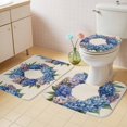 thumbnail image 4 of Spring Flower Wreath Bathroom Rugs Set Country Watercolor Purple Blue Floral Leaf Linen Non Slip Absorbent Bath Mats 3 Piece Set with Bathroom Rug, U-Shaped Floor Mat, Toilet Seat Cover Large Size, 4 of 9